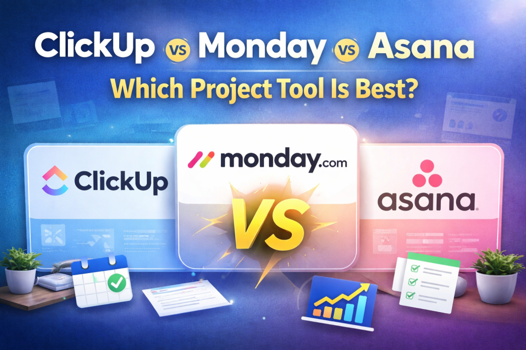 Feature comparison of ClickUp Monday and Asana dashboard tools